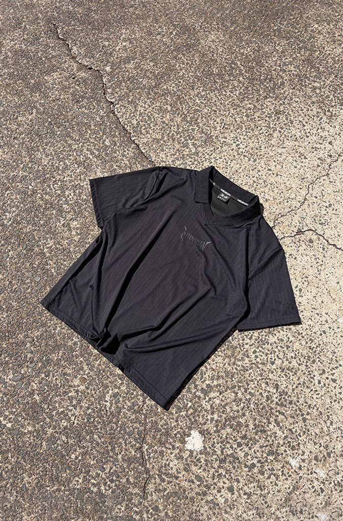 MIDIRON After Dark Jacquard golf polo in black-on-black
