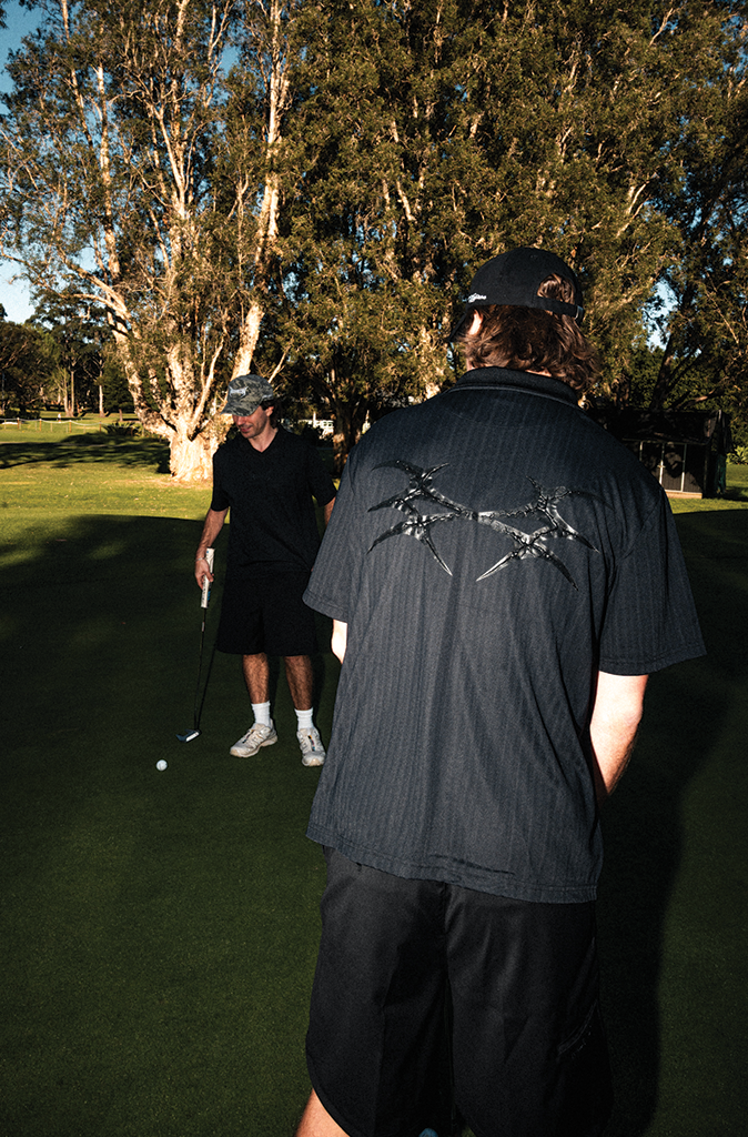 MIDIRON After Dark Jacquard golf polo in black-on-black