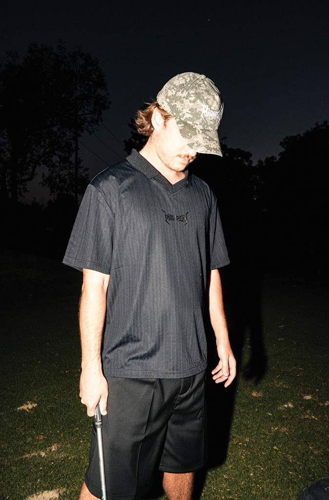 MIDIRON After Dark Jacquard golf polo in black-on-black