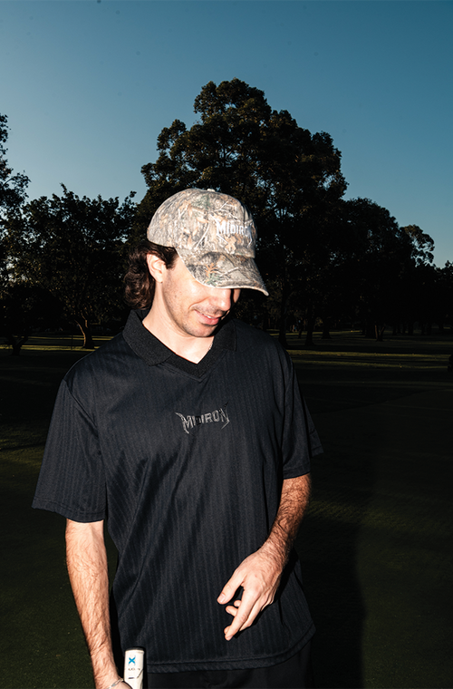 MIDIRON After Dark Jacquard golf polo in black-on-black